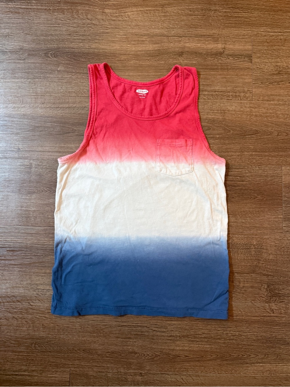Men’s Ombre Tank Top - Red, Cream & Blue